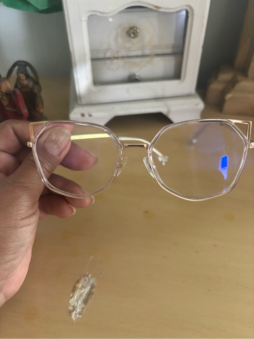 Women's Pink Gold Clear Frame Blue Light Glasses